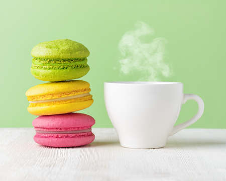 Macaron and cup of coffee.の写真素材