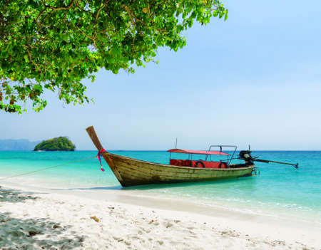 Clear water and blue sky. Beach in Krabi province, Thailand.の写真素材