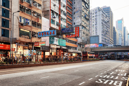 Old buildings on the central streets. Hong Kong is popular tourist destination of Asia and leading financial centre of the world.のeditorial素材