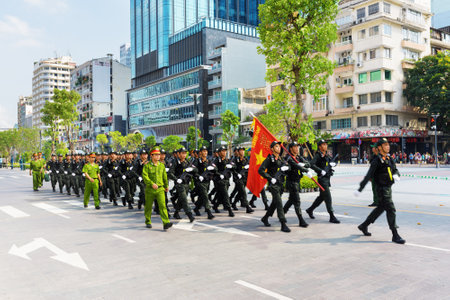 HO CHI MINH CITY VIETNAM  APRIL 30 2015: Military parade in Ho Chi Minh City Saigon to mark 40th Anniversary of reunification of Vietnam.のeditorial素材