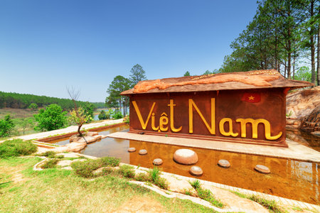 Dalat, Vietnam - March 31, 2016: Amazing house of clay at the Dalat Star site in Da Lat. The house decorated with the flag of Vietnam and outline of the country.のeditorial素材