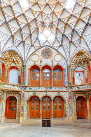 Kashan, Iran - 21 October, 2018: Fabulous interior of the Borujerdi Historical House. Wonderful Persian architecture. Kashan is a popular tourist destination of the Middle East.のeditorial素材