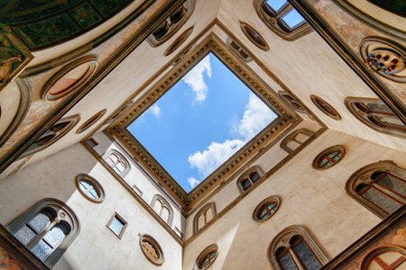 Florence, Italy - August 25, 2014: Awesome interior of the Chiesa di San Pier Scheraggio. The former church is a popular tourist attraction of Europe.のeditorial素材