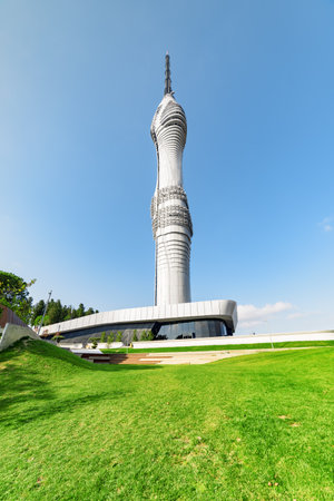 Istanbul, Turkey - November 1, 2021: View of the Camlica Tower. The structure was inspired by the Tulip flower, Ottoman symbol. The tower is a new attraction for tourists and residents.のeditorial素材