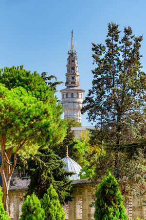 Scenic view of Beyazit Tower in Istanbul, Turkey. The fire-watch tower is a popular tourist attraction in Turkey.のeditorial素材