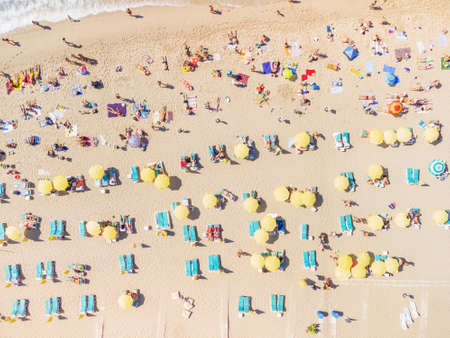 Aerial view of Kleopatra Beach in Alanya, Turkey. The coastal city is a popular tourist destination...