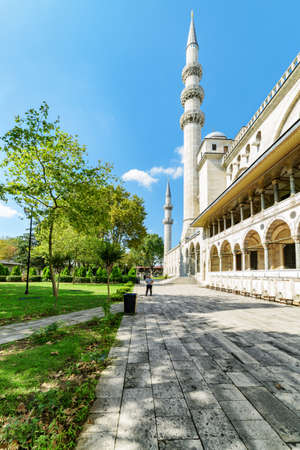 Side view of the Suleymaniye Mosque in Istanbul, Turkey. The Ottoman imperial mosque is a popular destination among pilgrims and tourists of the world.の写真素材