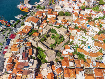 Aerial view of Marmaris Castle in Turkey. Marmaris is a popular tourist destination in the Turkish Riviera.のeditorial素材