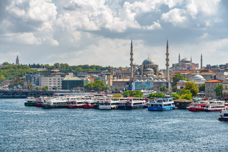 Istanbul skyline, Turkey. Awesome view of the Golden Horn. Istanbul is a popular tourist destination of the world.のeditorial素材