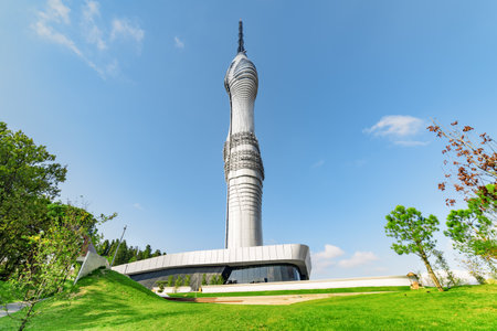 Istanbul, Turkey - November 1, 2021: View of the Camlica Tower. The structure was inspired by the...