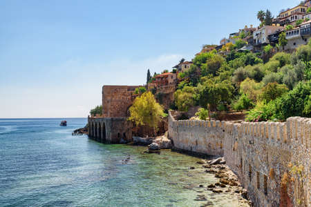 Awesome view of the Tersane and the beach by the coast of Alanya, Turkey. Amazing coastline. The ancient shipyard is a popular tourist attraction in Turkey.の写真素材