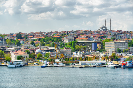 Istanbul skyline, Turkey. Awesome view of the Golden Horn. Istanbul is a popular tourist destination of the world.の写真素材