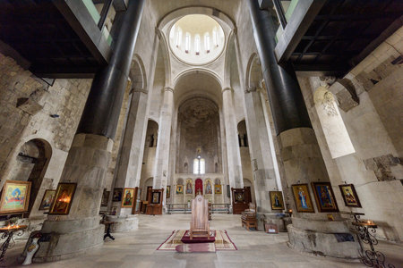 Kutaisi, Georgia - 6 October, 2022: Awesome inside view of the Bagrati Cathedral. The Kutaisi Cathedral is a popular tourist attraction of the Caucasus region.のeditorial素材