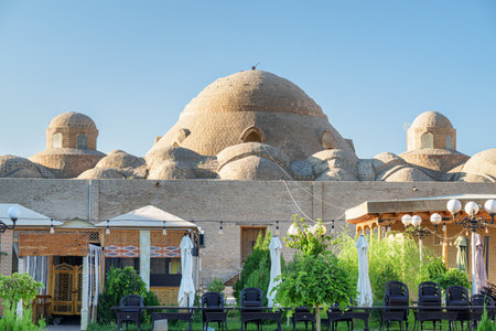 Awesome view of the Trading Dome Toqi Zargaron in Bukhara, Uzbekistan. The traditional bazaar is a popular tourist attraction of Central Asia.のeditorial素材