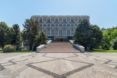 Awesome view of the State Museum of History of Uzbekistan in Tashkent. The capital and largest city of Uzbekistan is a popular tourist destination of Central Asia.のeditorial素材