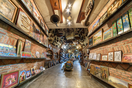 Tbilisi, Georgia - 8 October, 2022: Inside view of Meidan Bazaar in Old Town of Tbilisi. The market is a popular tourist attraction of the Caucasus region.のeditorial素材