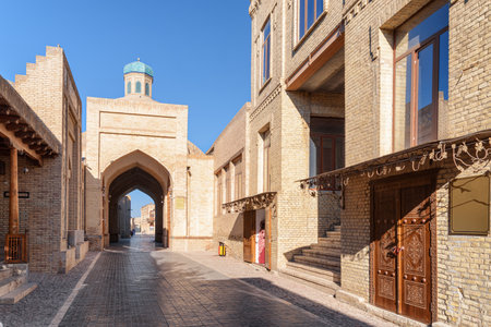 Awesome morning view of Historic Center of Bukhara, Uzbekistan. Bukhara is a popular tourist attraction of Central Asia.の写真素材