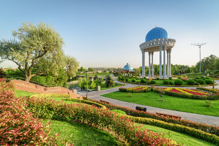Awesome view of rotunda at the Memorial Shakhidlar Hotirasi complex (Memories of victims of political repression) in Tashkent, Uzbekistan. Tashkent is a popular tourist destination of Central Asia.の写真素材