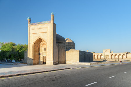 View of Maghoki Attori Mosque in Historic Center of Bukhara, Uzbekistan. Bukhara is a popular tourist destination of Central Asia.の写真素材