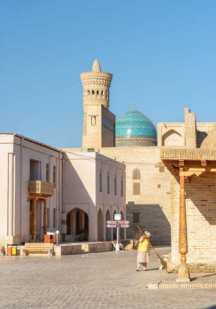 Awesome morning view of Historic Center of Bukhara, Uzbekistan.  Bukhara is a popular tourist attraction of Central Asia.の写真素材