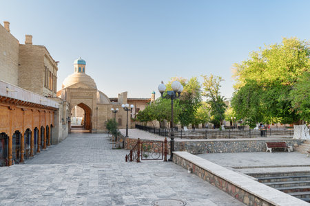 Awesome morning view of Historic Center of Bukhara, Uzbekistan.  Bukhara is a popular tourist attraction of Central Asia.の写真素材