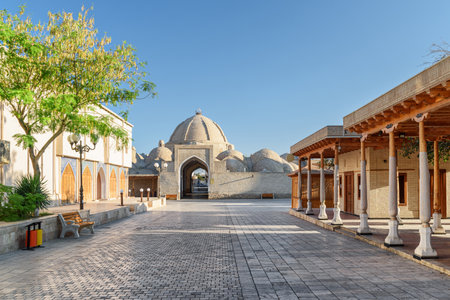 Awesome morning view of Historic Center of Bukhara, Uzbekistan.Bukhara is a popular tourist attraction of Central Asia.の写真素材