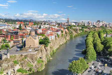 Awesome city view of Tbilisi, Georgia. Amazing cityscape. Tbilisi is a popular tourist destination of the Caucasus region.の写真素材