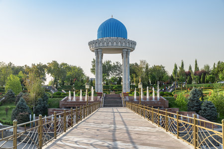 Awesome view of rotunda at the Memorial Shakhidlar Hotirasi complex (Memories of victims of political repression) in Tashkent, Uzbekistan. Tashkent is a popular tourist destination of Central Asia.の写真素材
