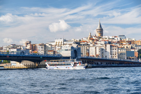 Istanbul skyline. Amazing view of the Galata Tower and the Galata Bridge. Istanbul is a popular tourist destination.の写真素材