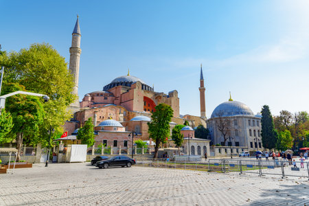 Awesome view of the Hagia Sophia.  The Sultanahmet Square is a popular tourist attraction of Istanbul.の写真素材