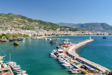 Awesome view of Alanya Marina in Turkey. Alanya is a popular tourist destination in Turkey.の写真素材