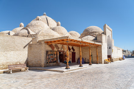 Awesome view of the Trading Dome Toqi Zargaron in Bukhara, Uzbekistan. The traditional bazaar is a popular tourist attraction of Central Asia.のeditorial素材