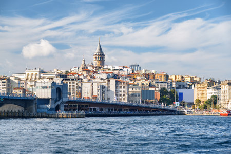 Istanbul skyline. Amazing view of the Galata Tower and the Galata Bridge. Istanbul is a popular tourist destination.の写真素材
