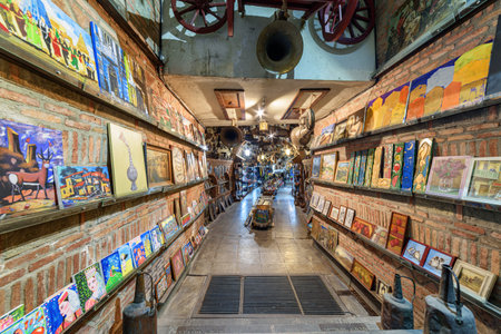 Tbilisi, Georgia - 8 October, 2022: Inside view of Meidan Bazaar in Old Town of Tbilisi. The market is a popular tourist attraction of the Caucasus region.のeditorial素材