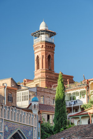 Awesome view of Tbilisi Central Mosque (Juma Mosque) in Old Town of Tbilisi, Georgia. Georgia is a popular tourist destination of the Caucasus region.の写真素材