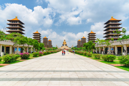 Kaohsiung, Taiwan - April 29, 2019: Main view of Fo Guang Shan Buddha Museum. Taiwan is a popular tourist destination of Asia.のeditorial素材