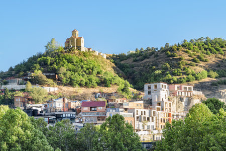 Unusual view of Old Town of Tbilisi, Georgia. Tbilisi is a popular tourist destination of the Caucasus region.の写真素材