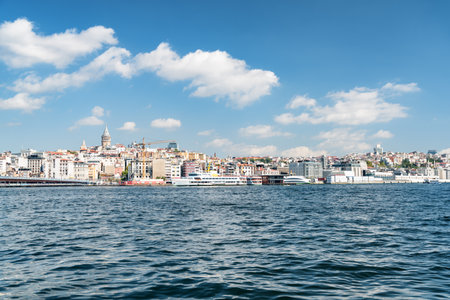 Istanbul skyline. Amazing view of the Galata Tower and the Galata Bridge. Istanbul is a popular tourist destination.の写真素材