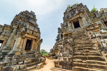 Mysterious Ta Keo temple in amazing Angkor, Siem Reap, Cambodia. Angkor is a popular tourist attraction.の写真素材