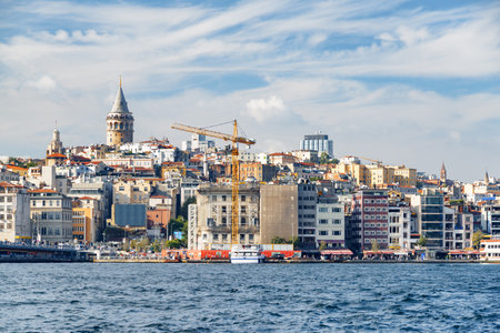 Istanbul skyline. Amazing view of the Galata Tower and the Galata Bridge. Istanbul is a popular tourist destination.の写真素材