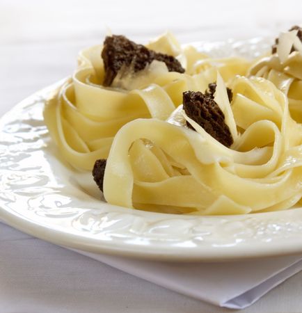 tagliatelle with maron and parmeasanの写真素材