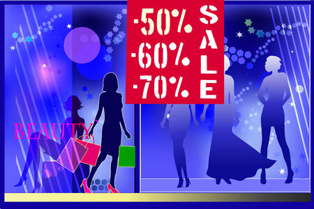 night sale womenのイラスト素材