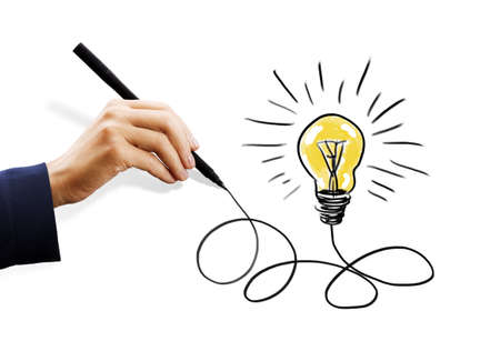 Hand drawing light bulbの写真素材