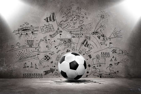 soccer doodle with 3d soccer ballの写真素材
