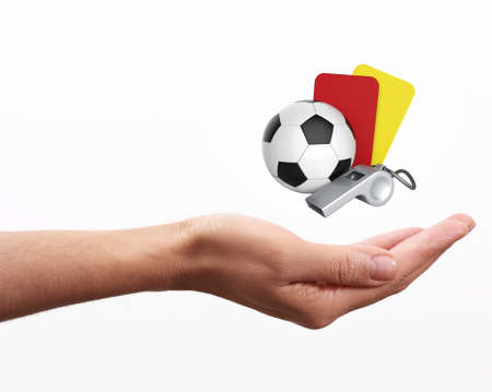 soccer concept on handの写真素材