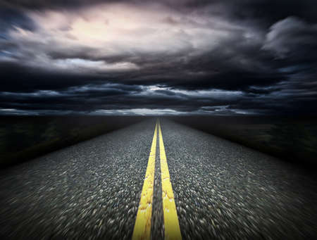 The way and dark cloudsの写真素材