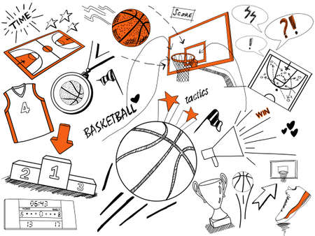 Basketball-hand drawing doodlesの写真素材