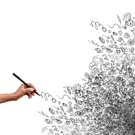 Drawing hand, creative doodleの写真素材