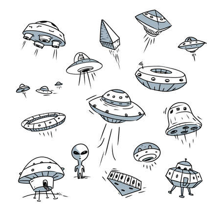 Ufo hand drawn doodleの写真素材