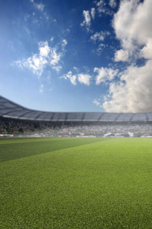 Football stadium and cloudy sky, 3d renderの写真素材